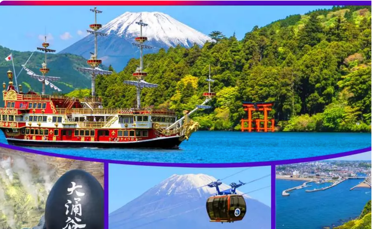 Mount Fuji and Hakone Day Trip | Lake Ashi Pirate Boat Tour + Owakudani Cable Car Ride + Enoshima Island Scenic Spots and Dining | Depart from Tokyo and Shinjuku